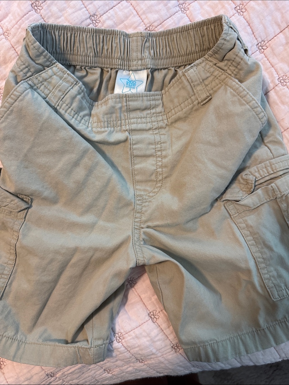 Kids Tan Cargo Shorts - Elastic Waist